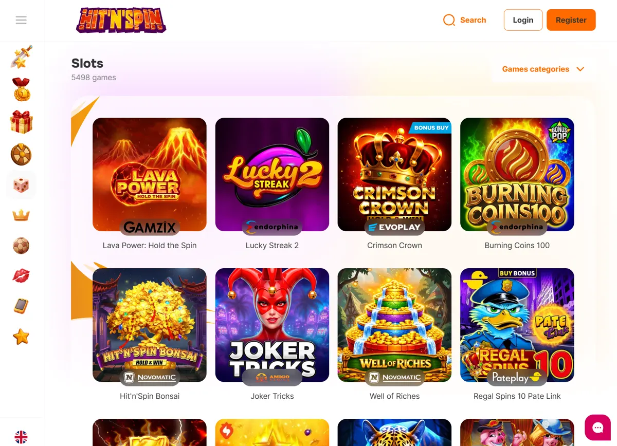 Spilleautomater hos Hit'n'Spin
