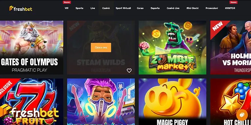 Freshbet casino lobby (Italian-language version)